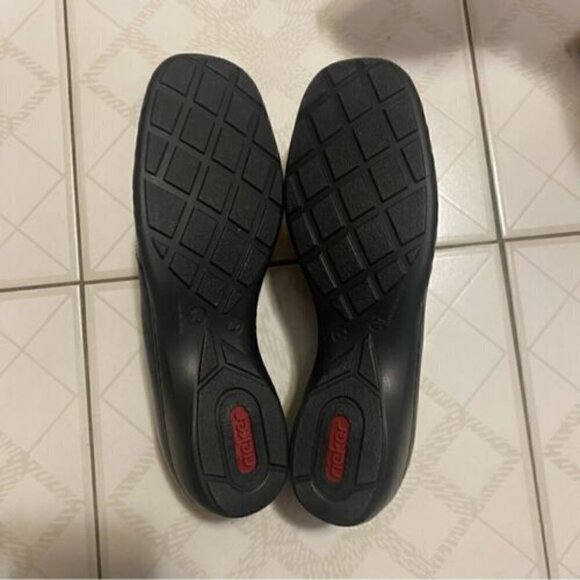 Minimalist Chic RIEKER Leather Loafers Black Orthopedic Comfort Shoes US 10 - Picture 8 of 12